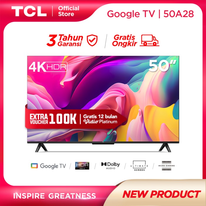 TCL 50A28 - 50 inch Google TV - 4K UHD - HDR 10 - 50A28