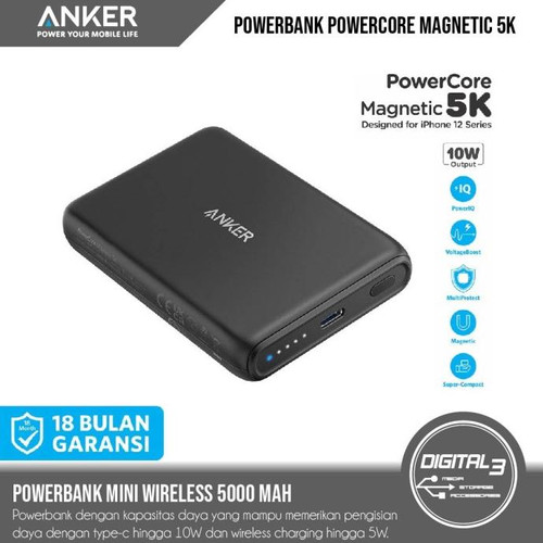Powerbank MagSafe Anker PowerCore 5k - A1619 - Hitam