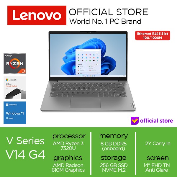 Lenovo V14 G4 AMN Ryzen 3 7320U 8GB 256GB W11+OHS