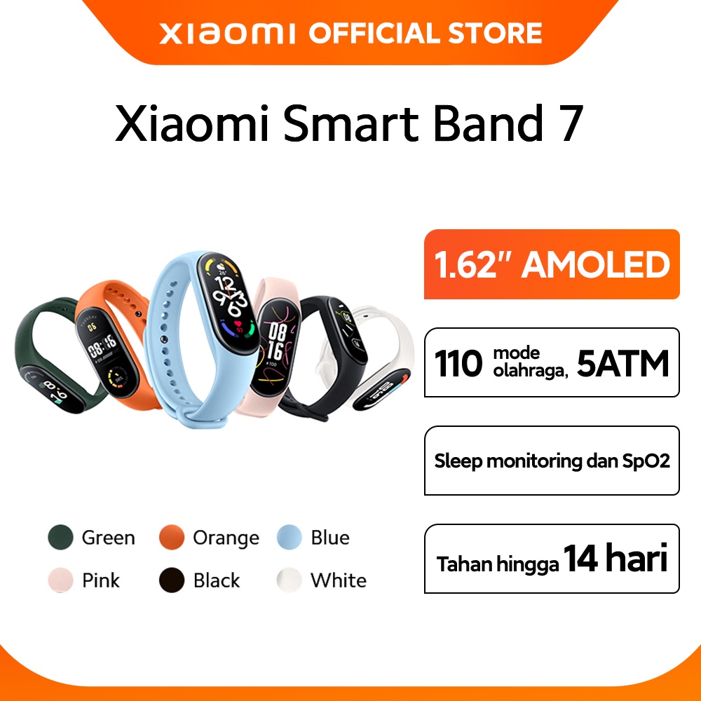 XIAOMI OFFICIAL Xiaomi Smart Band 7 AMOLED 1,62'’ 110+ Mode Olahraga